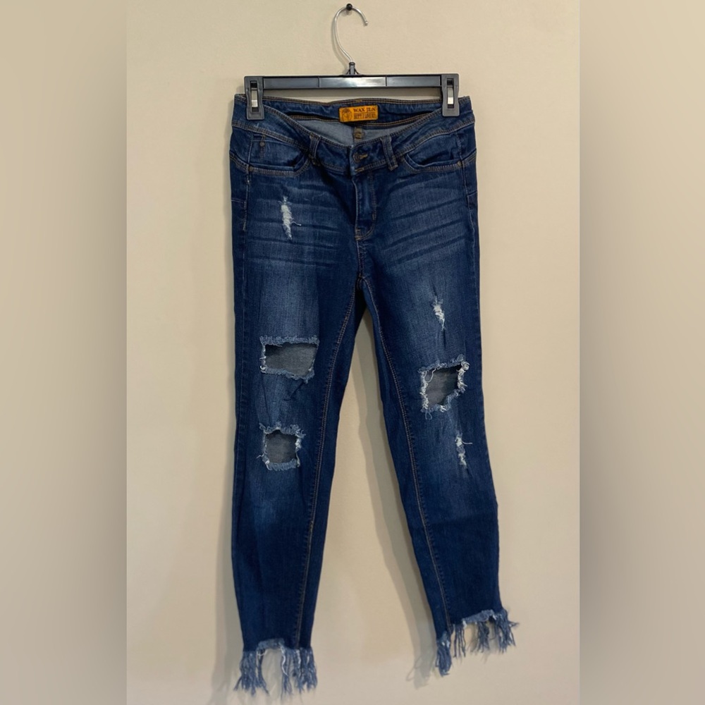 Wax Jean Blue Skinny Distressed Denim